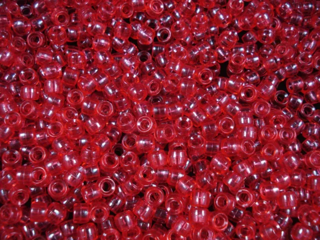 Pony Beads 2500pc Transparent Red 6x4mm Bulk Pack Jewellery Spacers FREE POSTAGE