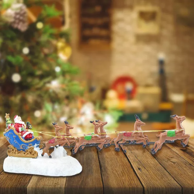 Santa Claus Elk Sled with Lights Christmas Sleigh Deer Unique Decoration Gifts