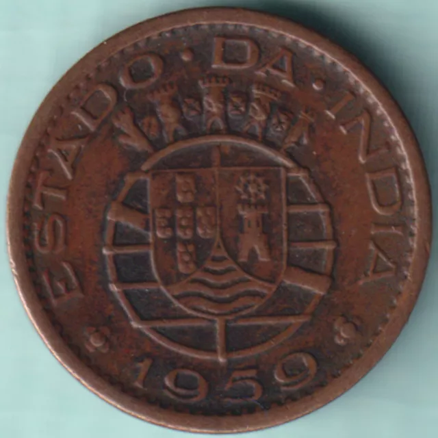 Portuguese India Goa 1959 Ten Centavos Copper Coin Rare Coin