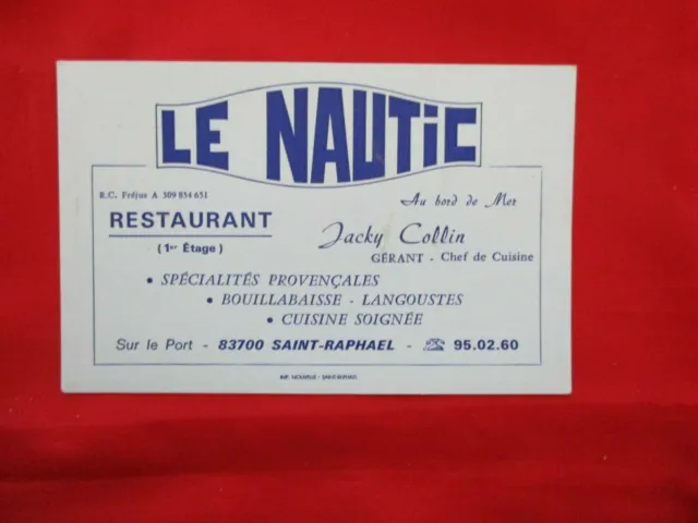 Ancienne Carte De Visite Restaurant Le Nautic Saint Raphael 83