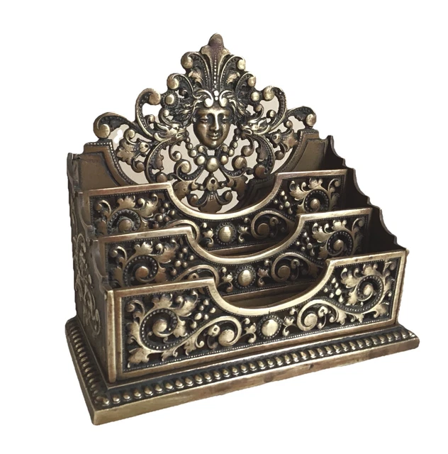 Ancien Porte-lettres En Cristal Du 19ème Siècle Avec Décor Or - Mesures 16 X 4.8 X 8.7 Cm