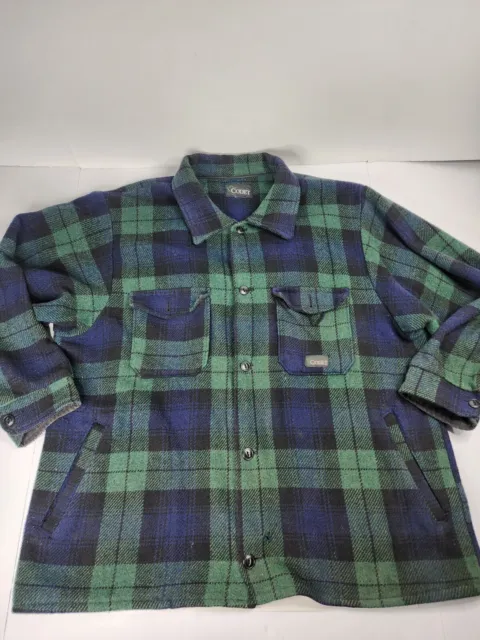 CODET BUFFALO PLAID Flannel Shirt Jacket Mens Wool Blend Vintage Size ...