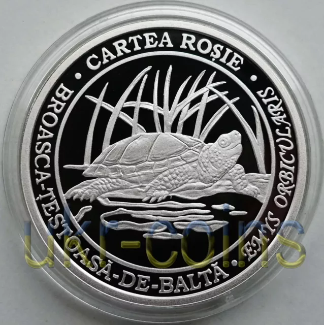 2015 Moldova Europe Turtle Silver Proof Coin 50 Lei Reptile Redbook Wildlife WWF