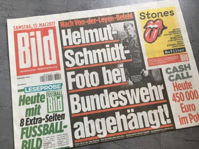 Bildzeitung vom 13.05.2017 * Geschenk zur Geburt * Helmut Schmidt Bundeswehr
