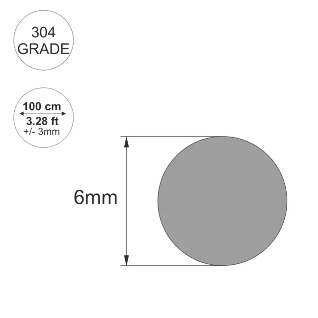 STAINLESS STEEL Round Bar Steel Rod - GRADE 304 - Various Size - 1 meter LONG