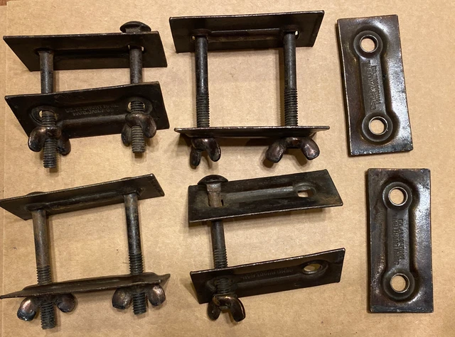 Antique Seng Short Rail For Bed Lot Patd Jan 7 08 Metal Plates Bolts Wing Nuts