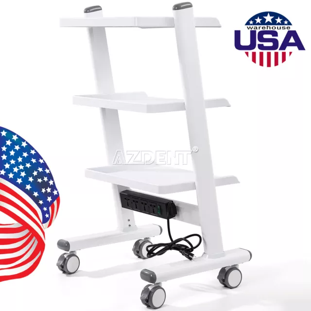 Carrito médico dental de 3 pisos carrito de Servicio Móvil rodante de acero