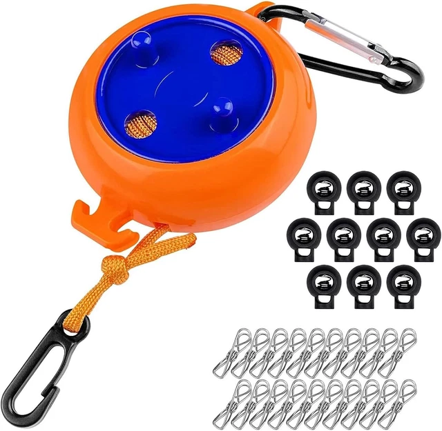 Stendibiancheria Portatile Con 12 Mollette - Filo Elastico Retrattile 3,7 M Per Viaggi, Hotel, Balcone E Campeggio (Viola)