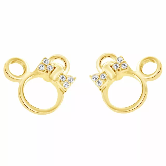 1Ct Lab Created Diamond Minnie Mouse Children's Earrings 14k Yellow Gold Finish