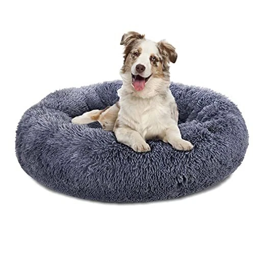 Plush Calming Dog Bed Donut Dog Bed for Small Medium Large Dogs Anti Anxiety ...