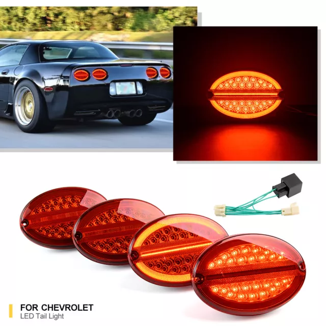 For 1997-2004 Chevrolet Corvette C5 Halo LED Tail Light Brake Turn Signal Lamp