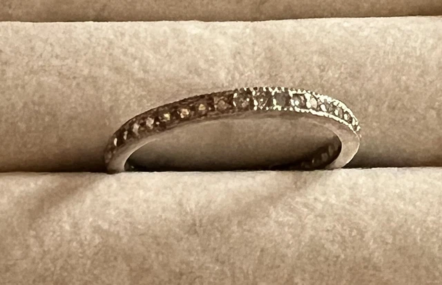 Stella & Dot Pave Eternity Band Ring Silvertone Sz 6.5