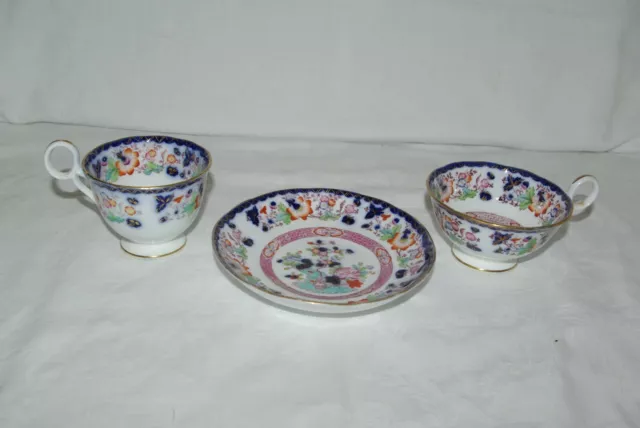 Antiguas tazas de café y platillo de té trío verdadero Samuel Alcock Bone China 1843