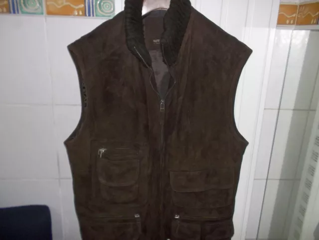 gilet en daim MASSIMO DUTTI L marron