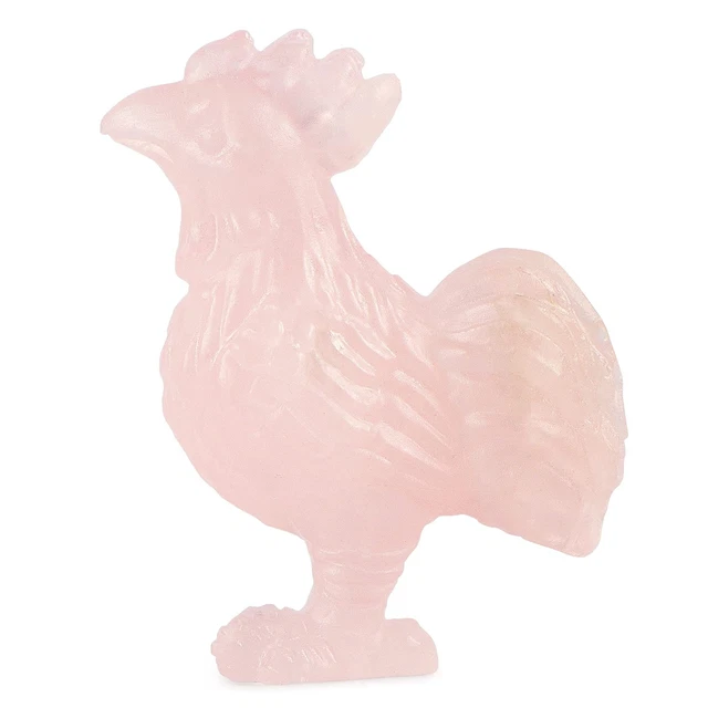 Artistone Rose Quartz Crystal Rooster Statue Hand Carved Gemstone Chicken Ani...