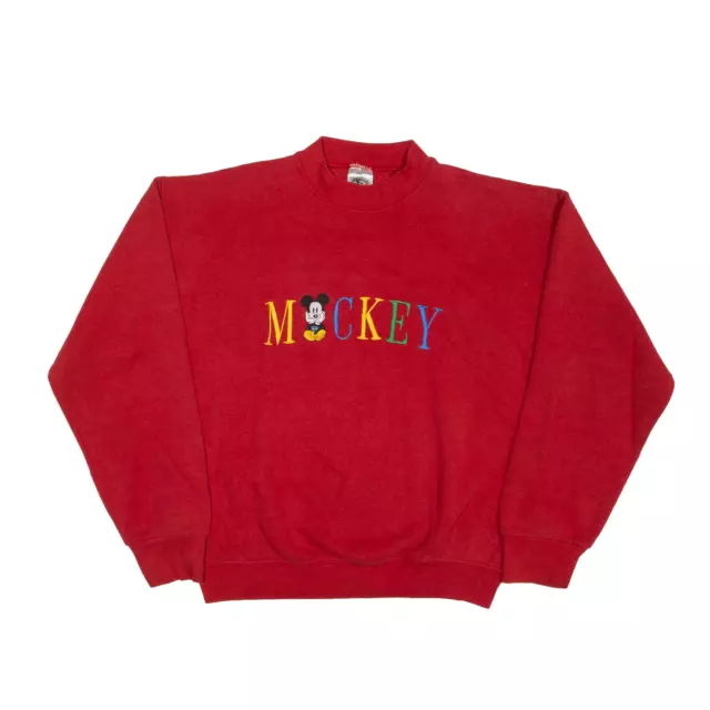 Vintage DISNEY Mickey & Co Embroidered Sweatshirt Red 90s Womens L
