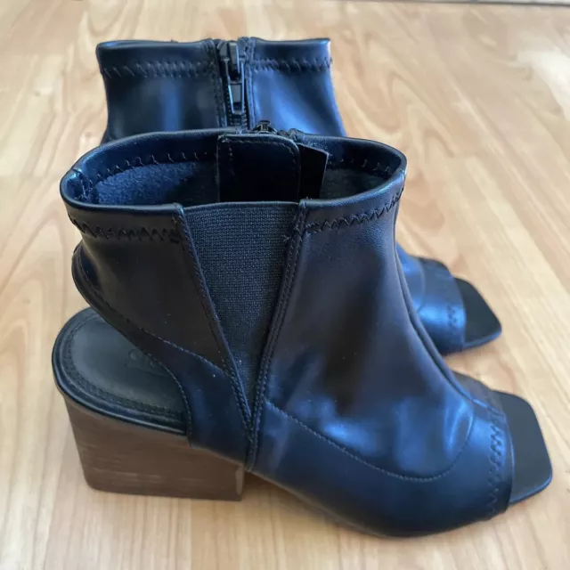 ASOS BLACK FAUX Leather Peep Toe Open Heel Boots Size 4/37 £4.99 ...