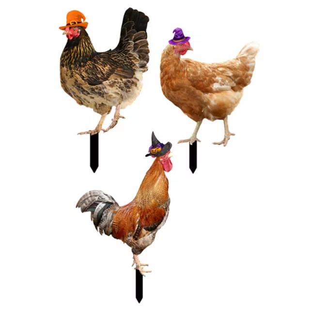 Lawn Chicken Stake Rooster Family Garden Silhouette Yard Art (3pcs)-