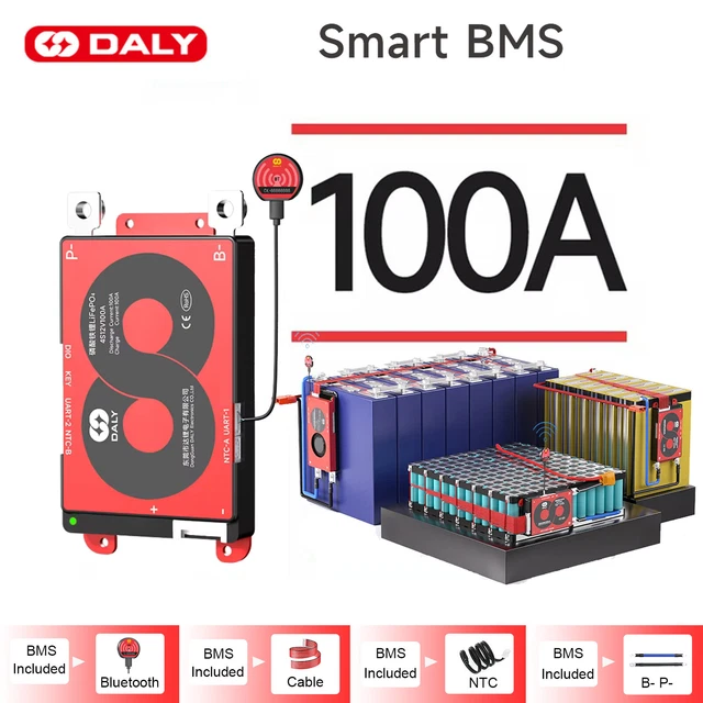 Bms Per Auto Camper BMS Daly Per Batterie LiFePo4 - Modelli 4S 12V, 8S 24V, 16S 48V, Corrente 100A-250A, Con Bilanciamento E Modulo Bluetooth BMS Batteria Litio 100A Con Bluetooth - Foto 6