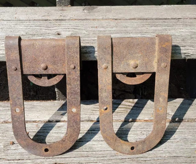 Vintage Pair of Huge Horseshoe Barn Door Rollers