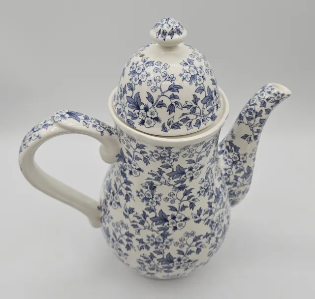 Ironstone May Blossom Coffee Pot Teapot Staffordshire ICTC Blue and White 2