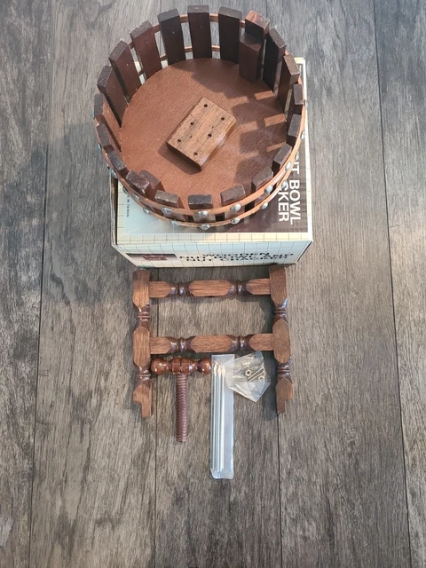 Vintage  Nut Bowl And Nut Cracker Set Wooden New