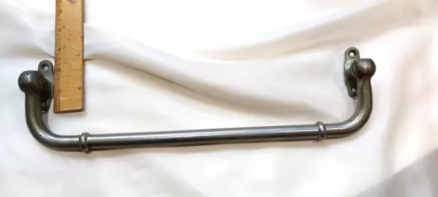 Authentic Antique Nickel Plated Brass Hinged Grab, Towel or Kitchen Bar,