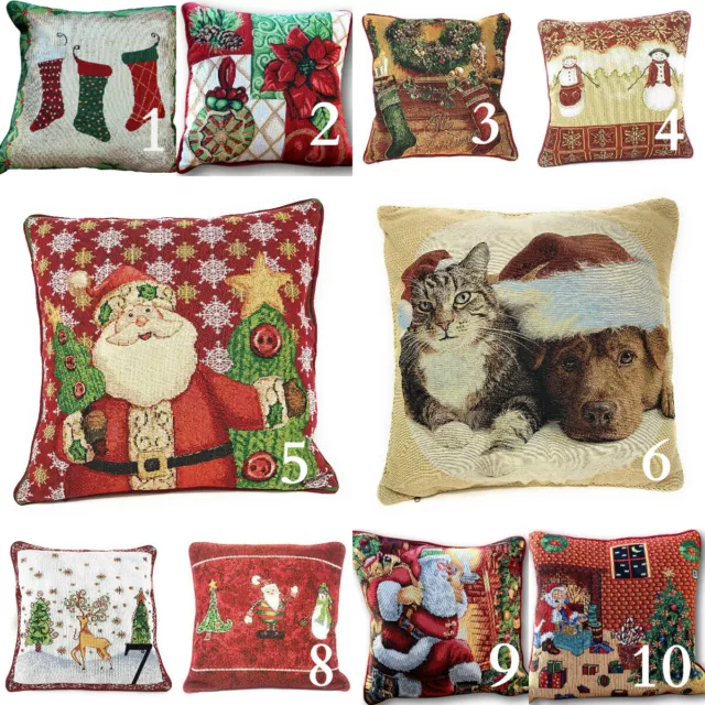 Tache Decorative Christmas  Xmas Tapestry Woven Cushion Throw Pillow Cover Set