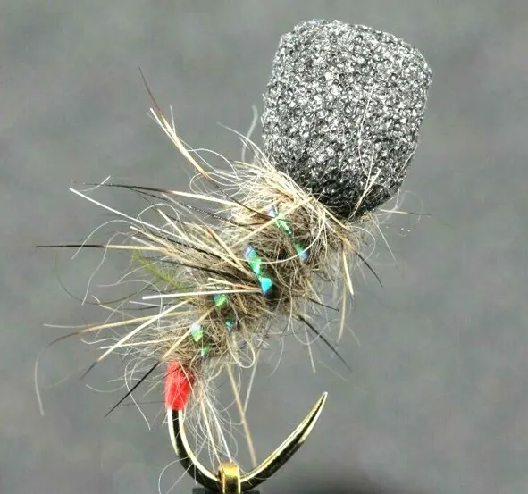 3 x cicalini testa in schiuma emergente lepri orecchio mosca secca trota da pesca taglia 10