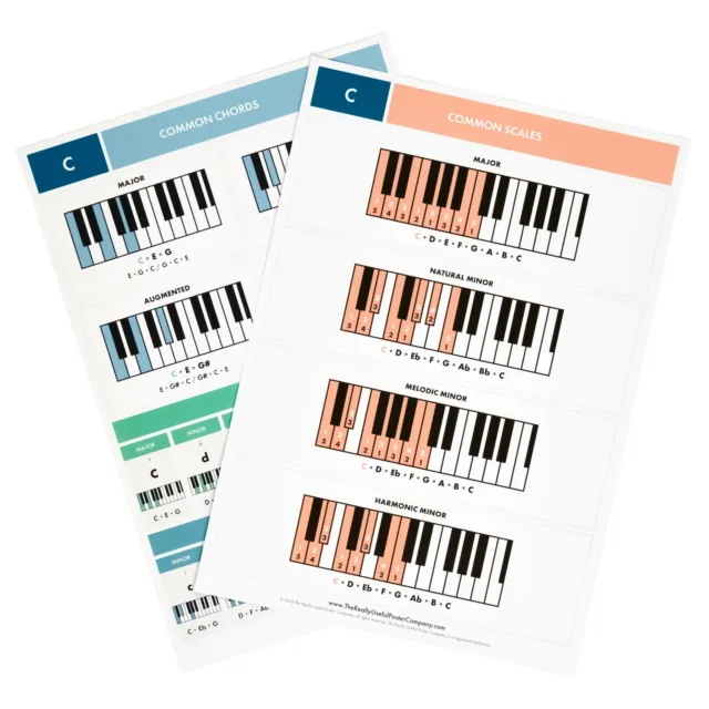 Learn to Play Piano Flash Reference Cards Pack of 12 Music Theory Scales Chords