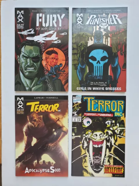 Lot of 4 TPB/Comic FURY My War Gone By PUNISHER Terror Inc #2 MARVEL MAX