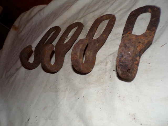 Primitive 7 1/2" Iron/Steel Hook Hand Forged Rustic Steampunk Barn LOT OF 4