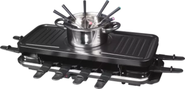 Silva Schneider Raclette Fondue Elektro Grill Grillplatte 12 Pfännchen 1600 Watt