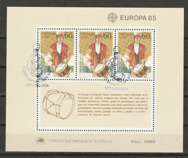 PORTUGAL / AÇORES / MADERE - EUROPA CEPT 1985 - 3 Blocs-feuillet oblitérés 2