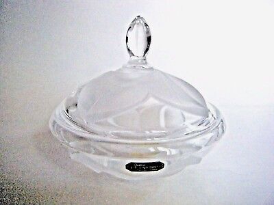 J G Durand France Embossed Lead Crystal Covered Candy Dish Trinket Jewelry Box