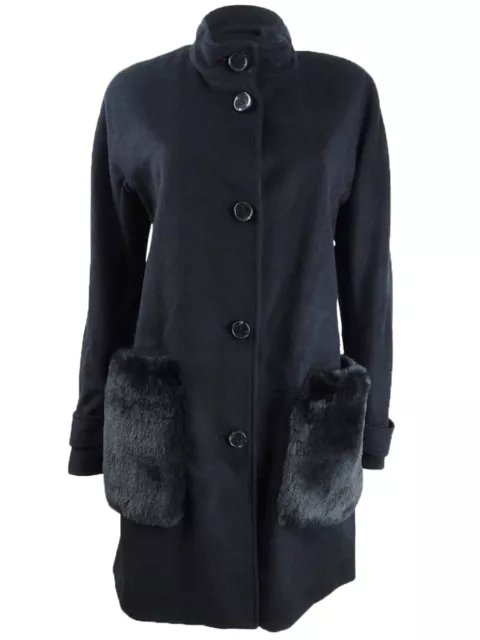 DKNY Women's Faux-Fur-Pocket Walker Coat