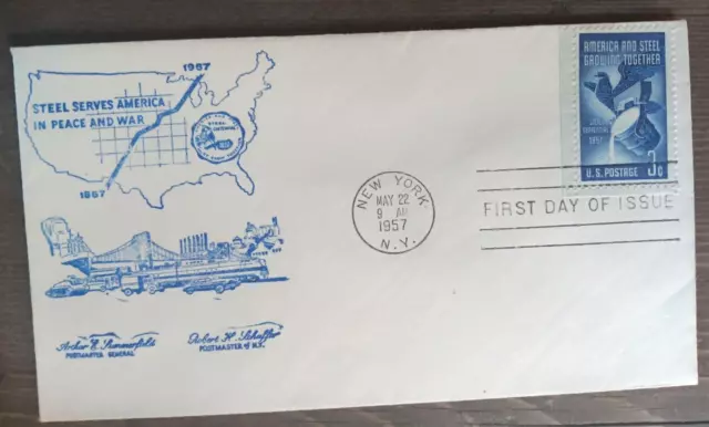 Steel Industry Centennial  1957  Unknown Cachet  Fdc Unaddr