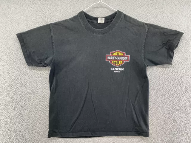 Harley Davidson Cancun Mexico Double Sided T-Shirt Black in Mens Size XL