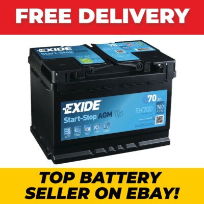 AGM BATTERIA PER AUTO EXIDE AGM 70 AH 760 EN 12 VOLT START & STOP EK700 = VR760 