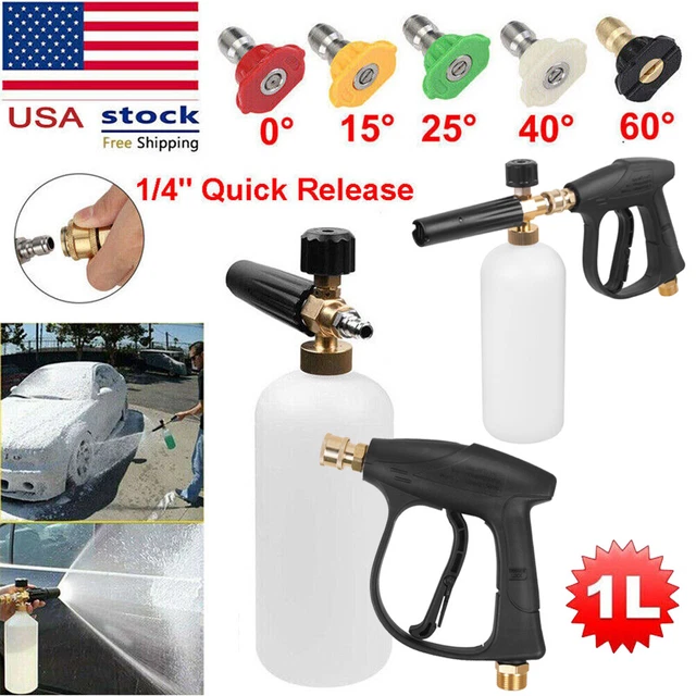 1/4 Snow Foam Pressure Washer Gun Car Wash Soap Lance Cannon Spray Jet Bottle