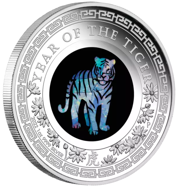 2022 Australia Opal Series Lunar Year of the Tiger 1oz Silver Proof $1 Coin