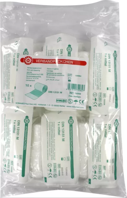 10 x Verbandpäckchen steril verpackt Nobamed DIN13151 Erste Hilfe(groß Nr. 3)