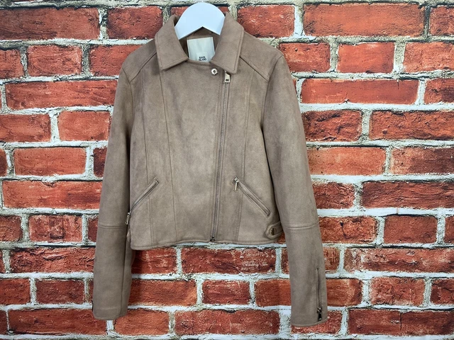 Girls River Island Age 9-10 Brown Faux Suede Asymmetric Zip Jacket Coat 140Cm