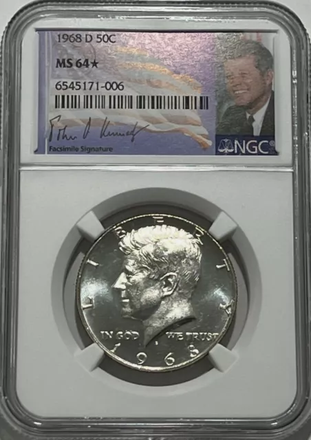 1968 D Ngc Ms64 Star Kennedy Half Dollar 40% Silver Business Strike 50C