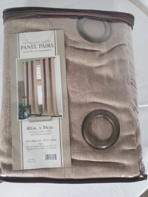 NWT New London Textured Solid Panel Pairs with Metal Grommets Curtains  80 x 84