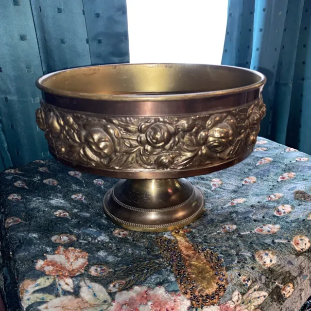 Beldray Art Nouveau Brass  Copper planter  bowl Vintage Rare Find Footed