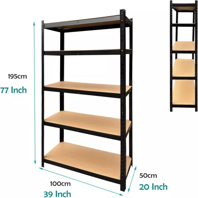 5 Shelf Garage Shelving Adjustable Heavy Duty Storage Shelving Unit 875kg Metal