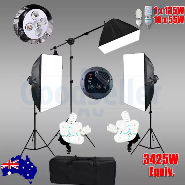 Photo Continuous Softbox Lighting Boom Video Studio Soft Box Light Stand Kit