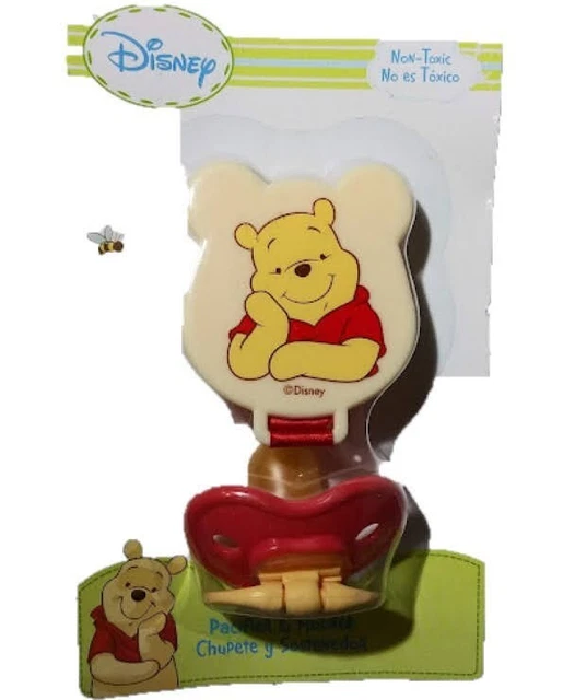 New Disney Baby Winnie The Pooh Pacifier And Holder BPA-Free Red
