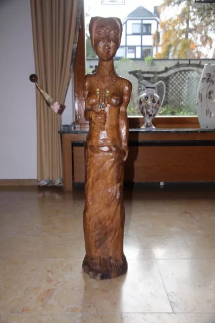 Massive Ebenholz Skulptur afrikanische Handwerkskunst 108cm aus einem Stück Holz